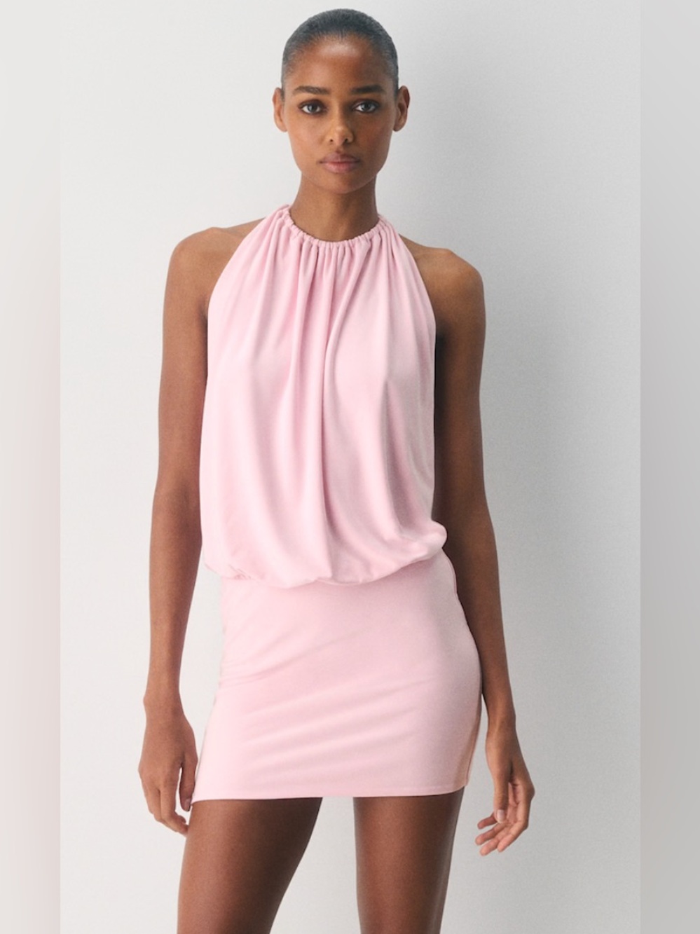 Aritzia Smooth Matter Primary Halter Mini Dress
